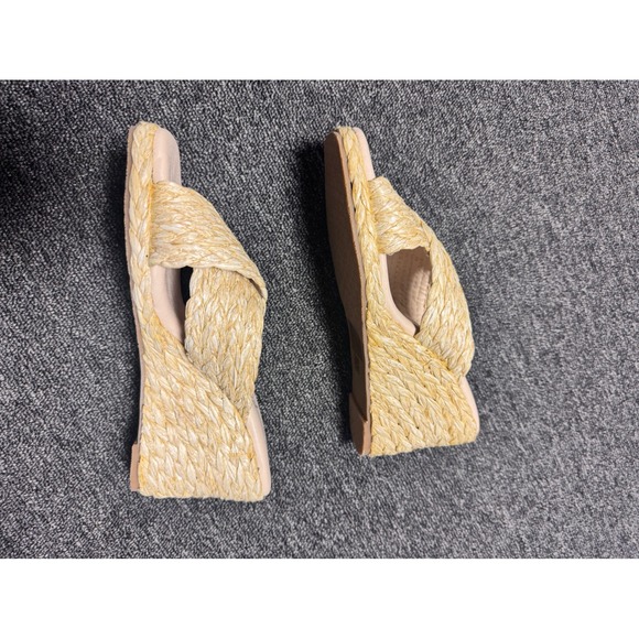 Beach by Matisse Bondi Natural Raffia Platform Wedge Sandals 8M Braided Slides - Picture 4 of 7